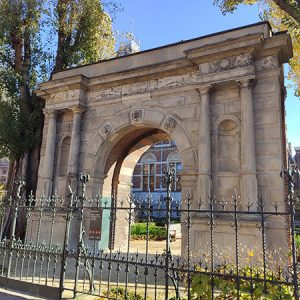 Stone archway in Amsterdam (Netherlands)