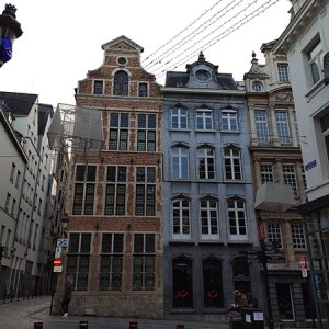View with old houses of Brussels (Belgium)